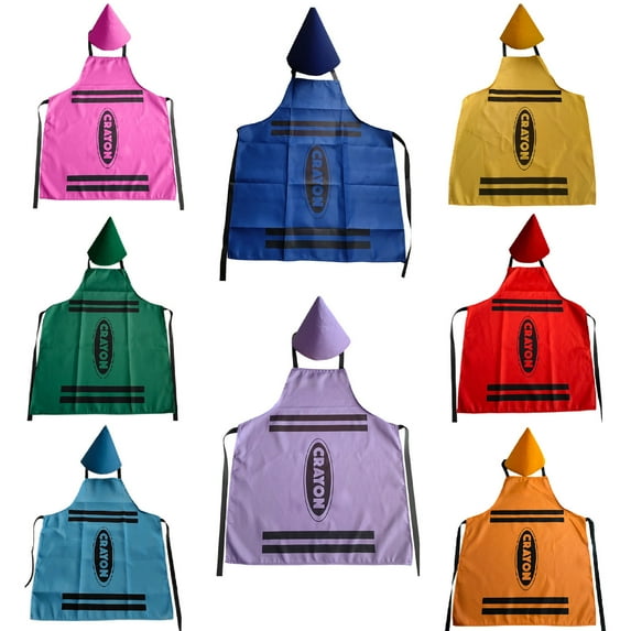 Apron Sleeve Set for Dress-Up and Party Use Oil- Bib Apron with Cap Multicolor 8 Durable -Poly Blend for Home Kitchen and Festive Events