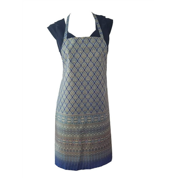 Apron Thai Benjarong Style Printed Design in Bright Colors with floral motif