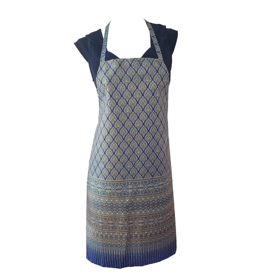 Apron Thai Benjarong Style Printed Design in Bright Colors with floral motif