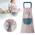 thumbnail image 1 of Apron,Women Kitchen Apron With Hand Wipe Pockets For Cooking Baking Wipeable Oil Proof Cartoon Wreath Rabbit Kitchen Nail Shop Apron, 1 of 9