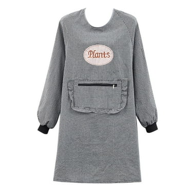 Apron Women Long Sleeve Aprons Oil Proof Cotton Home Kitchen Cooking Clean Apron Pocket