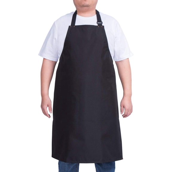 Apron for Men and Women, Durable Heavy Duty Extra Long Adjustable Bib Apron for Kitchen Cooking, Dish Washing, Butcher,  , Lab work, Black
