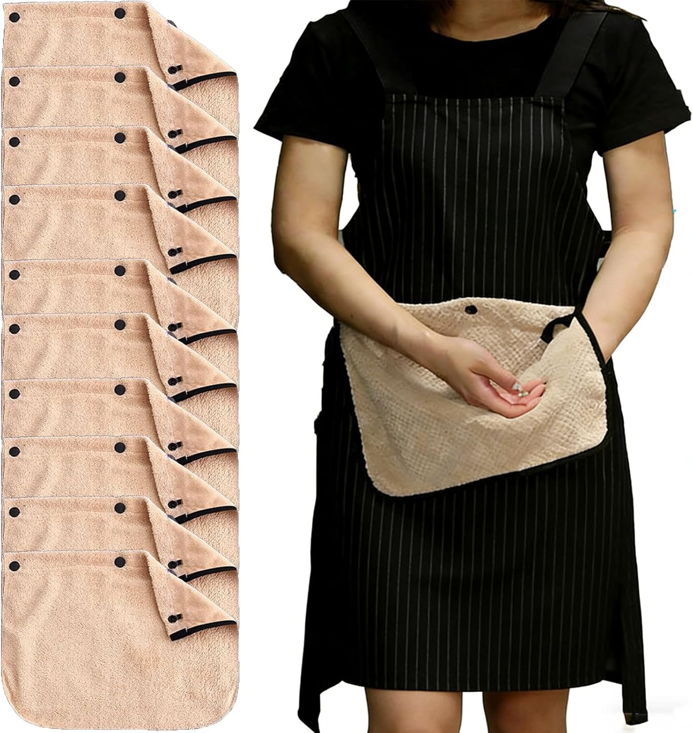Apron with Pockets for Women and Men, 2026 Waterproof Cross Back Aprons ...