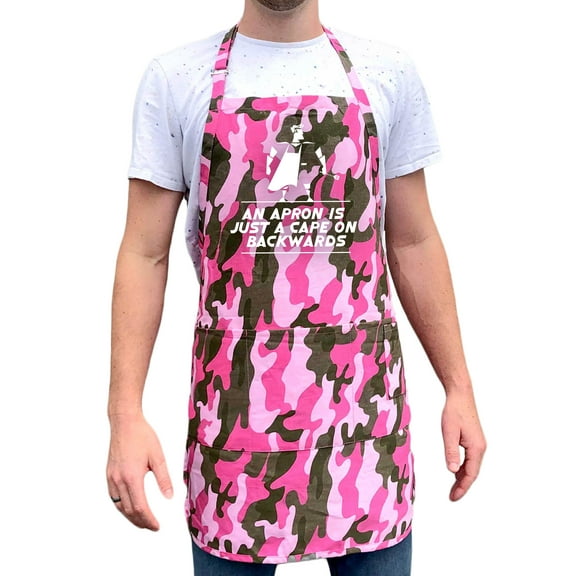 ApronMen, Funny Aprons For Men - An Apron Is Just A Cape - 100% Cotton with Pockets - Pink Camo