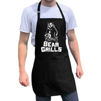 ApronMen, Funny Aprons For Men - Bear Grills - 100% Cotton with Pockets - Black