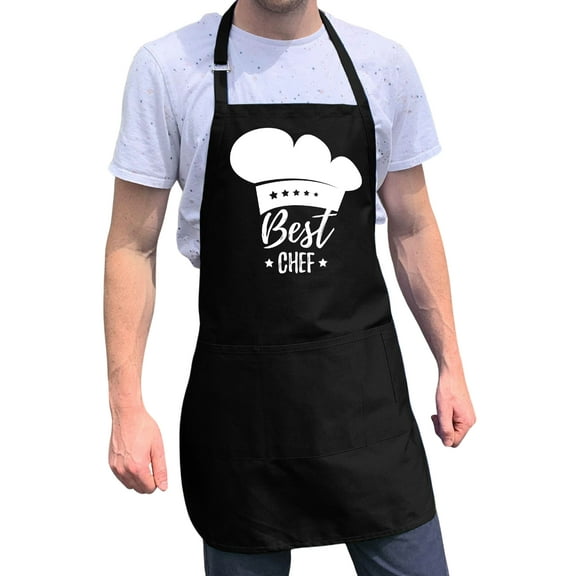 ApronMen, Funny Aprons For Men - Best Chef - 100% Cotton with Pockets - Black