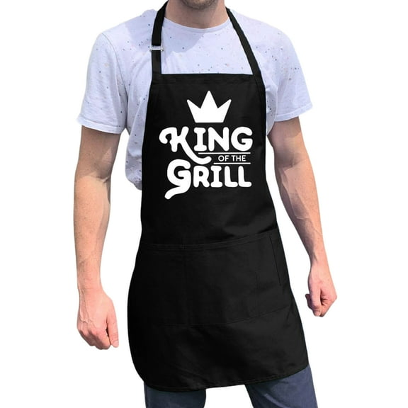 ApronMen, Funny Aprons For Men - King of the Grill - 100% Cotton with Pockets - Black