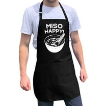 ApronMen, Funny Aprons For Men - Miso Happy - 100% Cotton with Pockets - Black