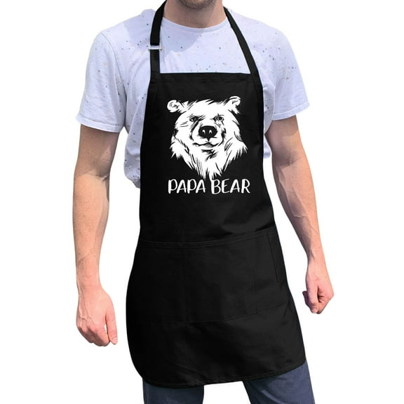 ApronMen, Funny Aprons For Men - Papa Bear - 100% Cotton with Pockets - Black