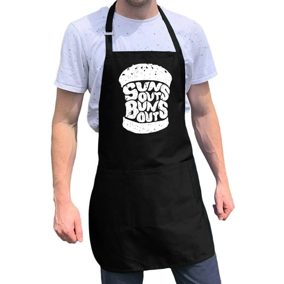 ApronMen, Funny Aprons For Men - Suns Out Buns Out - 100% Cotton with Pockets - Black