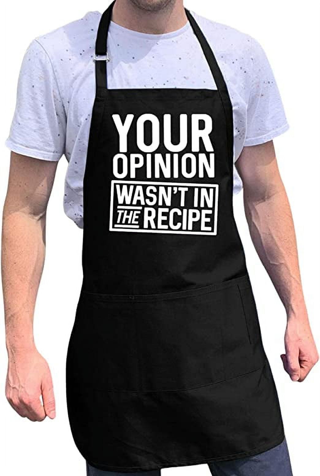 ApronMen, Funny Aprons For Men Your Opinion 100 Cotton with Pockets Black