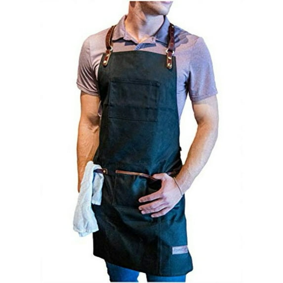 ApronMen, Premium Waxed Canvas - Barista Men Apron - Universal - Black
