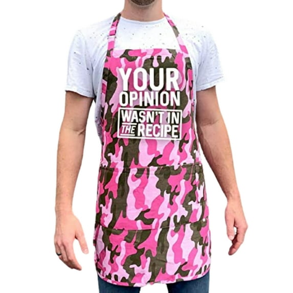 Apronmen, Funny Aprons for Men - Your Opinion - 100% Cotton with Pockets - Pink