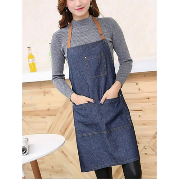 Aprons Denim Simple Antifouling Uniform Unisex Adult Aprons For Woman Men'S Male Lady'S Kitchen Cooking