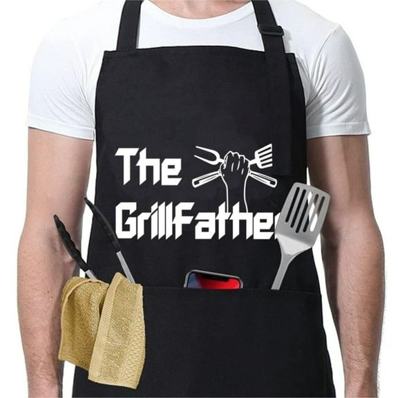 Aprons for Men, Adjustable BBQ Cooking Grilling Chef Apron with 3 Pockets
