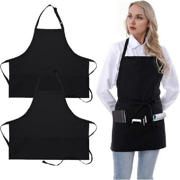 Aprons for Women Men Kitchen Cooking Short Apron with 3 Pockets Work Chef Baking Gardening Server Unisex Apron