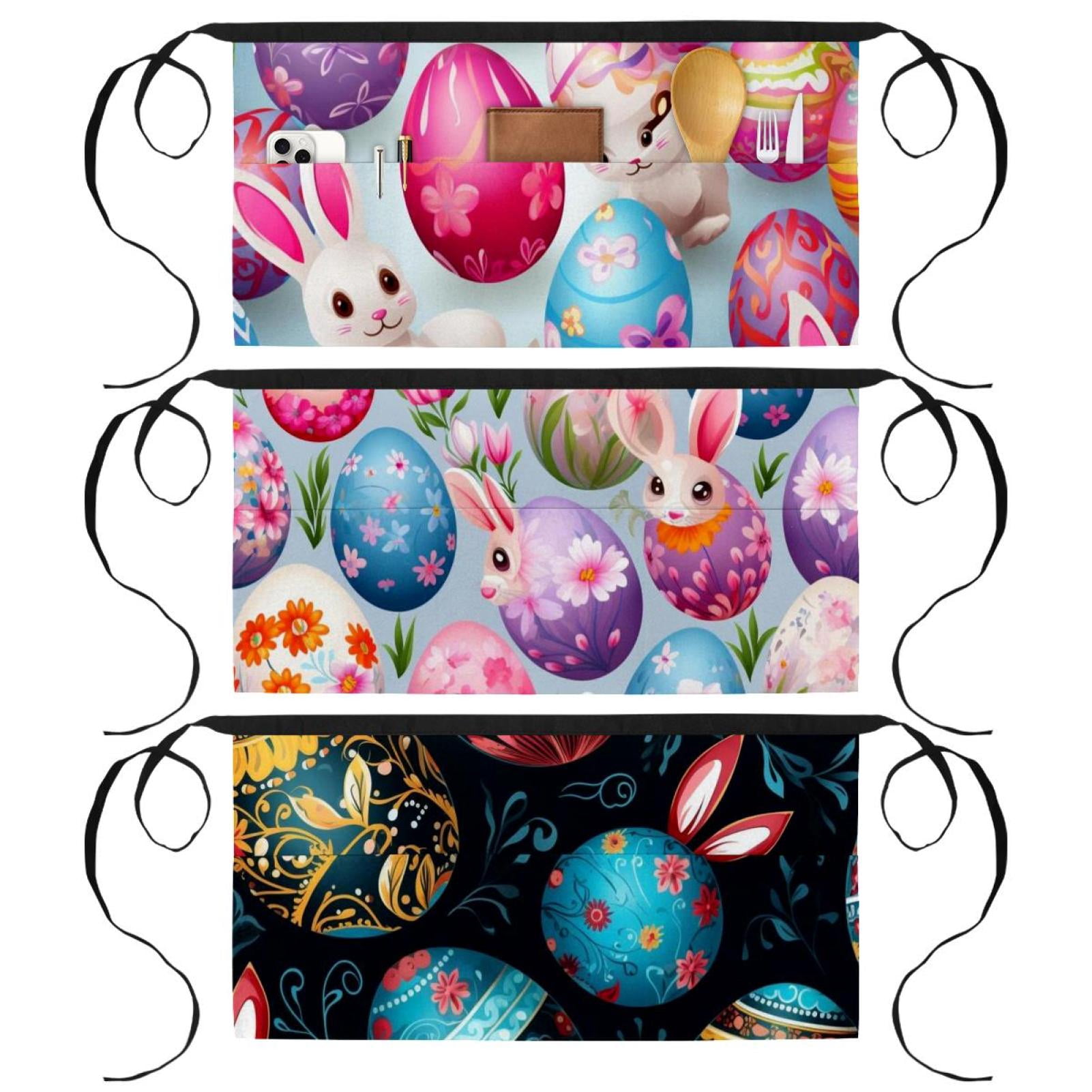 Aprons for Women with 3 Pockets, Unisex Half Short Work Aprons, 3 Packs