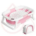 thumbnail image 1 of Aprpink Foldable Baby Bathtub PP+TPE with Soft Bath Net&Thermometer for 0-36 Months Toddler Dark Pink, 1 of 8