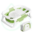 thumbnail image 1 of Aprpink Foldable Baby Bathtub PP+TPE with Soft Bath Net&Thermometer for 0-36 Months Toddler Green, 1 of 8