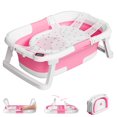 thumbnail image 1 of Aprpink Foldable Baby Bathtub PP+TPE with Soft Bath Net&Thermometer for 0-36 Months Toddler Hot Pink, 1 of 5