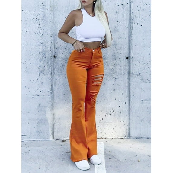 Aprpith Flare Jeans For Women Women's High Waisted Stretch Slimming Vintage Street Style Regular Sizes