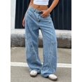 thumbnail image 1 of Aprpith Women's Baggy Jeans Mid Rise Straight Leg Floor Length Denim Pants Loose Fit Boyfriend Jeans For Street Style Regular Sizes, 1 of 8
