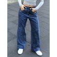 thumbnail image 1 of Aprpith Women's Baggy Jeans Mid Rise Straight Leg Floor Length Denim Pants Loose Fit Boyfriend Jeans For Street Style Regular Sizes, 1 of 9