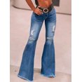 thumbnail image 1 of Aprpith Women's Destroyed Flare Jeans Stretch Vintage Revival Wide Leg Trousers for Street Style Regular Sizes, 1 of 5
