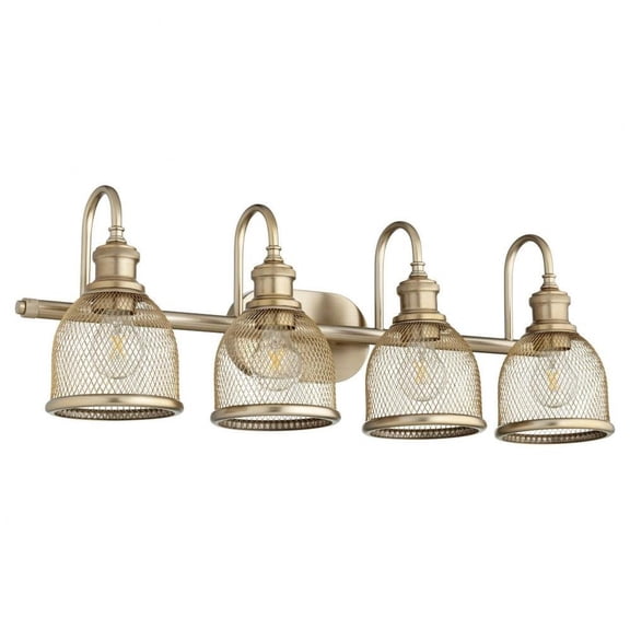 Apsley Poplars 4 Light Bathroom Light in Transitional Style 30.5 inches Wide By 10.5 inches High-Aged Brass Finish Bailey Street Home 183-Bel-3400899