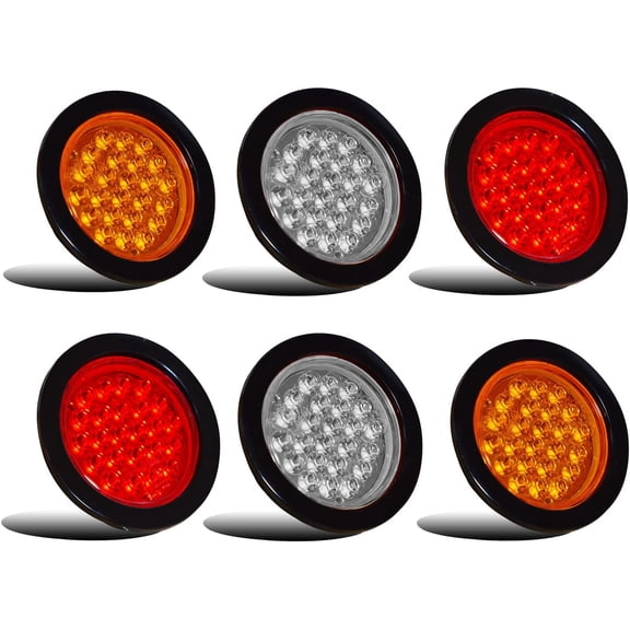 Apsmotiv 4 Inch Tail Light Side Indicator and Parking Lights with Chrome Ring Suitable for Trucks Kenworth Trailers Cars Buses and Multiple Applications (12v)