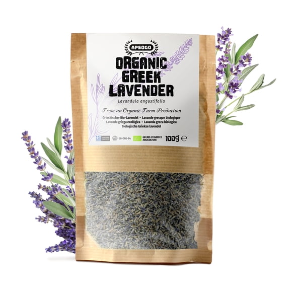Apsogo Organic Greek Lavender - Dried Culinary Lavender for Tea, 100g
