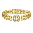 thumbnail image 1 of APSVO 18K Gold Plated Initial Charm Bracelets for Women Cubic Zirconia Watch Bangle Silver Letter D Chain Bracelet Valentines Jewelry Gifts Her Girlfriend Wife Lady Female Adults Teen Ideas, 1 of 9
