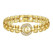 APSVO Graduation Jewelry Jewelry Gifts for Women 18K Gold Plated Initial G Charm Bracelet Watch Bangle Mom Girlfriend Da