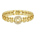 thumbnail image 1 of APSVO 18K Gold Plated Initial Charm Bracelets for Women Cubic Zirconia Watch Bangle Silver Letter O Chain Bracelet Graduation Jewelry Gifts Her Mom Girlfriend Wife Female Teen Ideas, 1 of 9