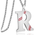 thumbnail image 1 of Apsvo Baseball Initial Necklace for Men Stainless Steel Baseball Letter Pendant Chain Personalized Baseball Gift for Men (Silver), 1 of 6