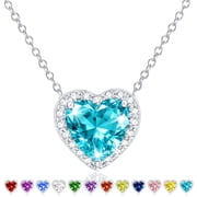 Birthday Gifts for Women Teen Girls S925 Sterling Silver Plated Love Heart Necklaces Jewelry December Birthstone Pendant Chain with Blue Tanzanite