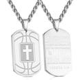 thumbnail image 1 of Apsvo Basketball Silver Dog Tag Cross Necklaces for Men Son Boyfriend Bible Pendant Cross Stainless Steel Men Necklace 1st Communion Confirmation Religious Christian Jewelry Gift 24 In Chain, 1 of 6