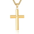 thumbnail image 1 of APSVO Gold Cross Necklaces for Men Boys Stainless Steel Cross Pendant Chain Catholic Religious Christian Birthday First Communion Easter Basket Stuffers Jewelry Gifts Teen Adults Kids Age 20 Inch, 1 of 7