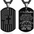 thumbnail image 1 of APSVO Black Dog Tag Cross Necklaces for Men Boys to My Brother Gifts from Sister Brother American Flag Pendant Chain Religious Birthday Graduation Fathers Day Jewelry Gifts Teen Him Adults Male Kids, 1 of 7