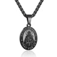 thumbnail image 1 of APSVO Black Saint St Francis Necklaces for Men Boys Stainless Steel Medal Pendant Chain Christian Religious Catholic Birthday Valentines Day Jewelry Gifts Teen Him Husband Dad Adults Kids Age Ideas, 1 of 5