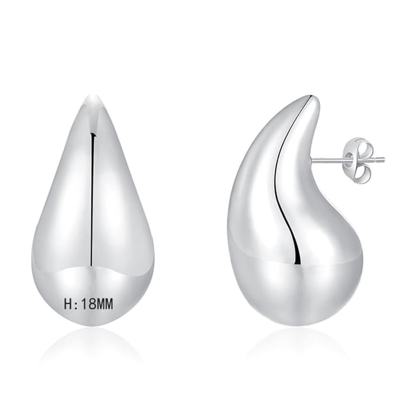 APSVO 18K White Gold Plated Hoop Earrings for Women S925 Sterling Silver Post Chunky Waterdrop Hypoallergenic Earrings Birthday Mothers Day Jewelry Gifts Teen Mom Ideas