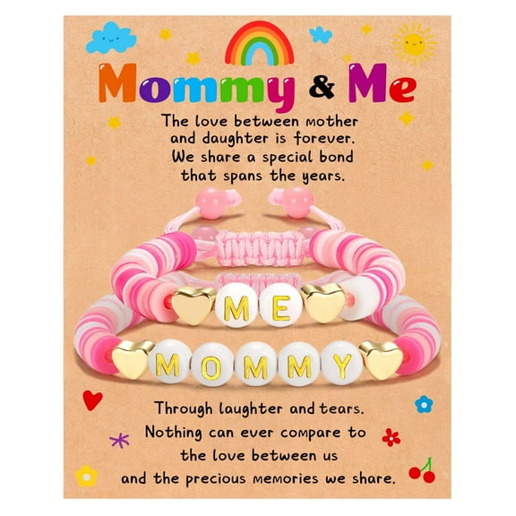 Apsvo Cute Mother Daughter Bracelets, Mommy and Me Bracelets, Mama and Mini Bracelets, Matching Mother’s Day Christmas Valentine's Day Jewelry Gifts for Girls Women
