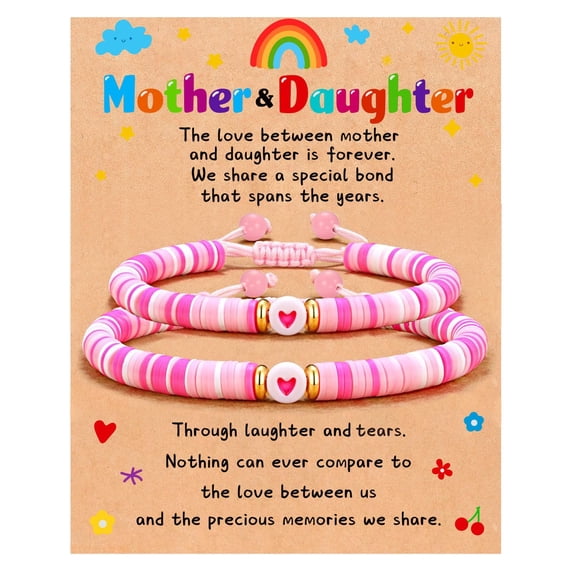 Apsvo Cute Mother Daughter Bracelets, Mommy and Me Bracelets, Mama and Mini Bracelets, Matching Mother’s Day Christmas Valentine's Day Jewelry Gifts for Girls Women