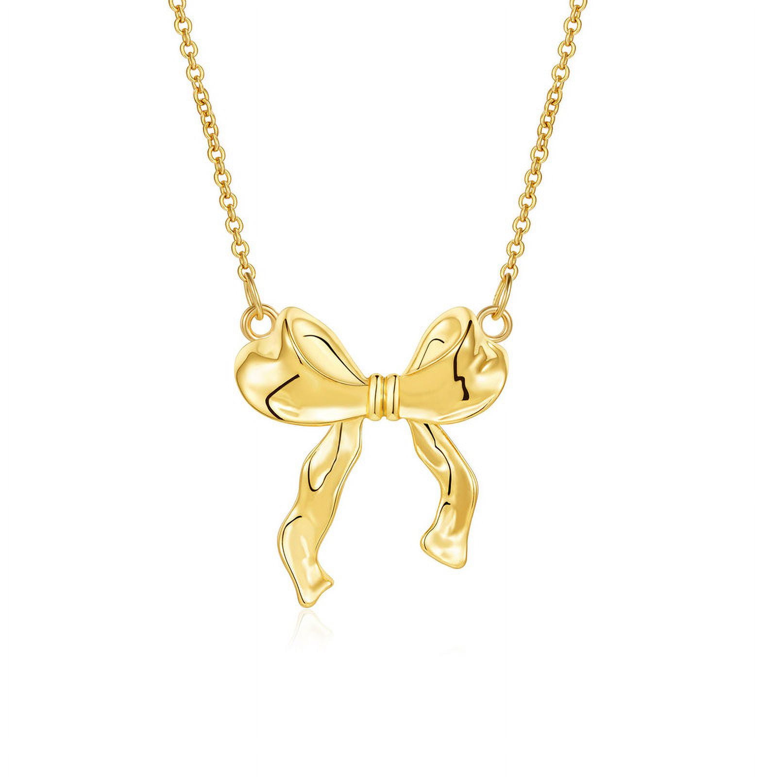 Apsvo Gold Bow Necklace for Women Girls Dainty Bow Pendant Fashion