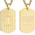 thumbnail image 1 of APSVO Gold Dog Tag Cross Necklaces for Men to My Dad Gifts from Daughter Son American Flag Pendant Chain Christian Religious Birthday Fathers Day Jewelry Gifts Dad Him Godfather Adults, 1 of 7