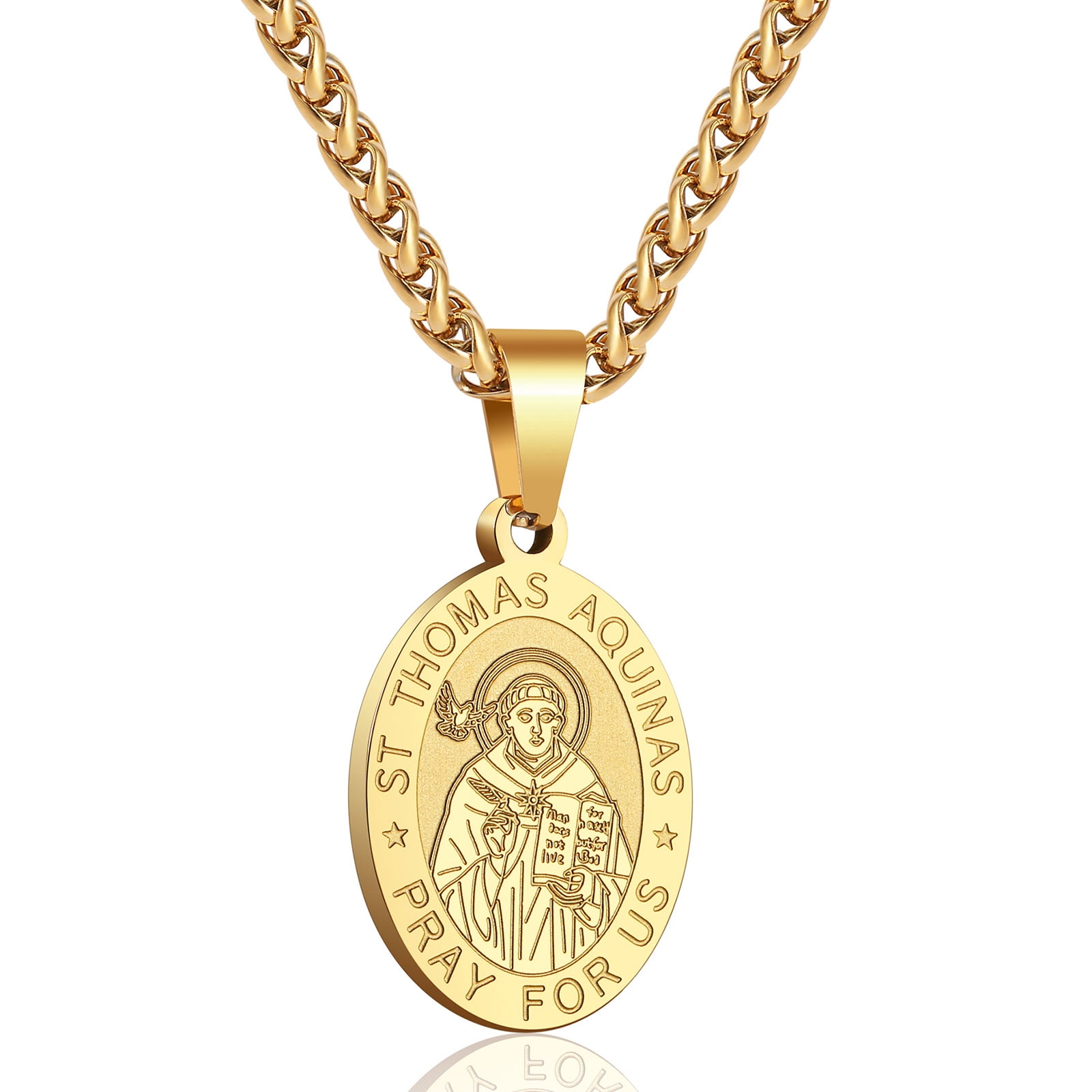 Apsvo Gold Saint St Thomas Medal Necklace Pendant for Men Father Son ...