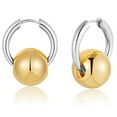 thumbnail image 1 of Apsvo Gold and Silver Mixture Hoop Earrings,Drop Ball Earrings for Women,Lightweight Dangle Huggies Earrings for Women,Birthday Valentine's Day Mother's Day Gifts Jewelry 12/24/28/36mm, 1 of 7