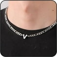 thumbnail image 1 of APSVO Silver Initial Necklaces for Men Boys Women Stainless Steel Figaro Letter V Pendent Chain Birthday Easter Basket Stuffers Jewelry Gifts Teen Him Boyfriend Adults Male Son Tween Kids Age Ideas, 1 of 9
