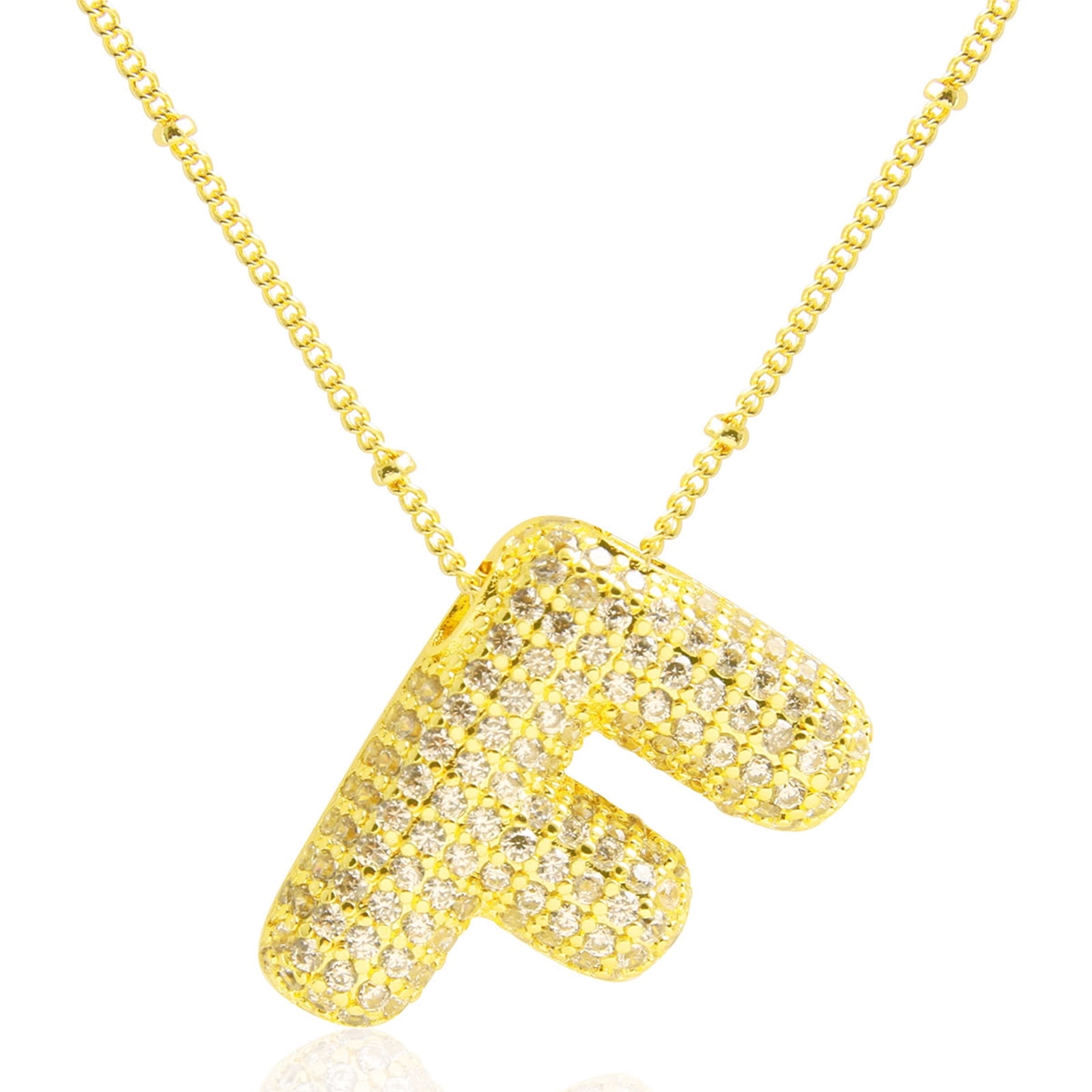 Bubble Initial Necklace For Women - 14K Gold Plated Layered Balloon Letter Pendant, Adjustable Choker, Personalized Name Jewelry Gift