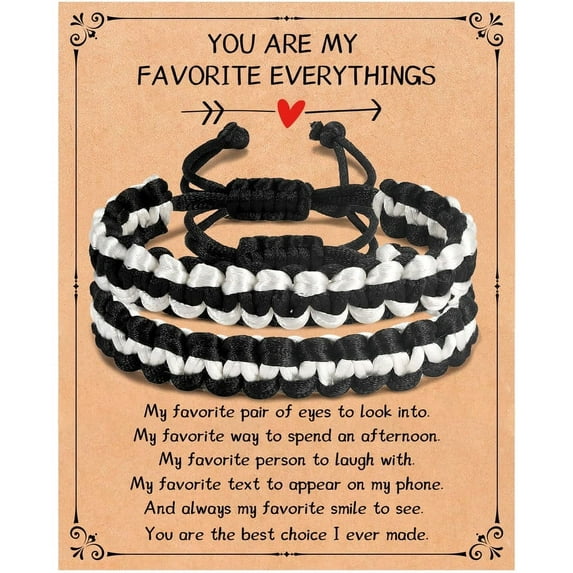 APSVO Braided Rope Matching Adjustable Couples Bracelets, 7-12 in